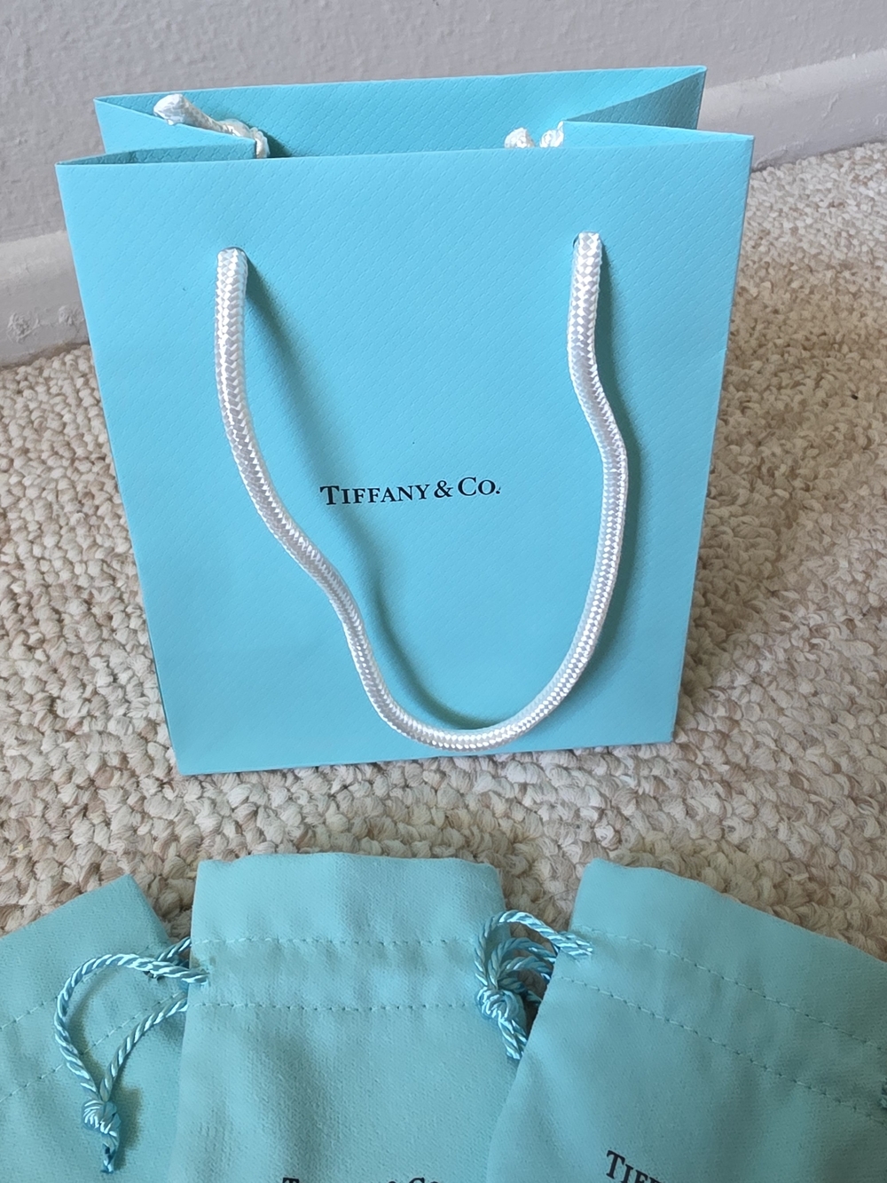 Tiffany & Co. Small Blue Jewelry Pouches with Gift Bag Brand New - Picture 4 of 5